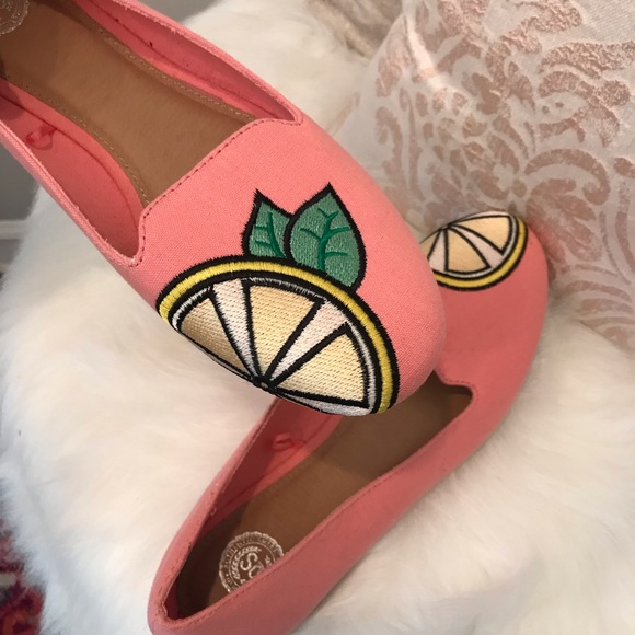 SO Shoes - Lemon Print Pink Ballet Flats | Summer Shoes